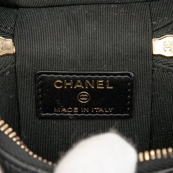 Chanel Matelasse Coco Mark Small Vanity Bag Chain Shoulder Bag Black Caviar - Picture 5 of 7